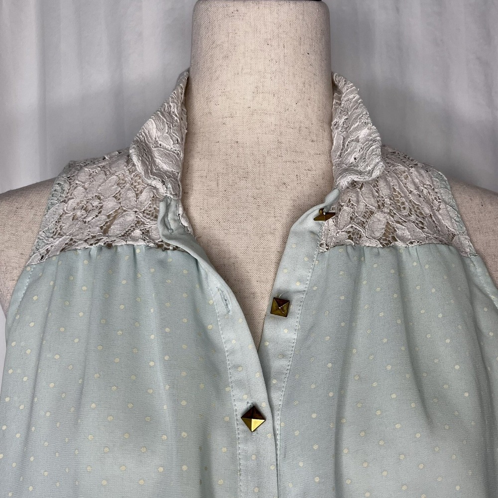 Heart Soul Sheer Top Romantic Blouse Green Gold Coquette Lace Crochet Fairy Sz S - Picture 3 of 16